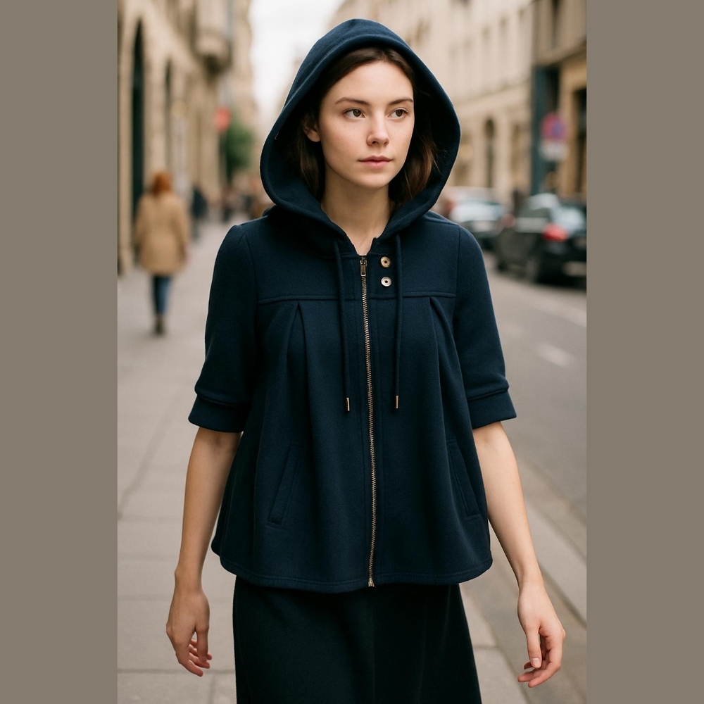 - Plush and Lush Navy Hoody Jacket Street Ware Cotton